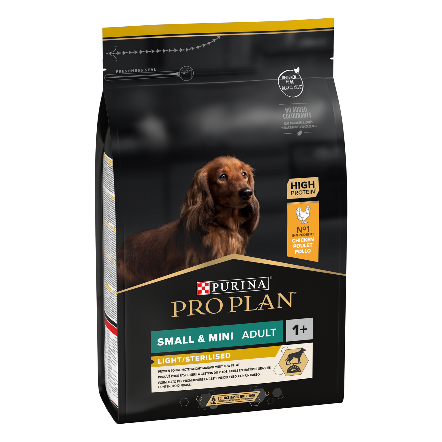 Pro Plan Light/Sterilised Small & Mini Adult - Ração seca para cão adulto de porte pequeno para controlo do peso - Sabor a frango