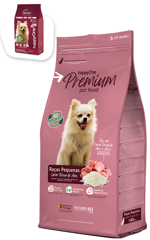 HappyOne Premium Raças Pequenas - Ração seca para cão adulto de porte pequeno