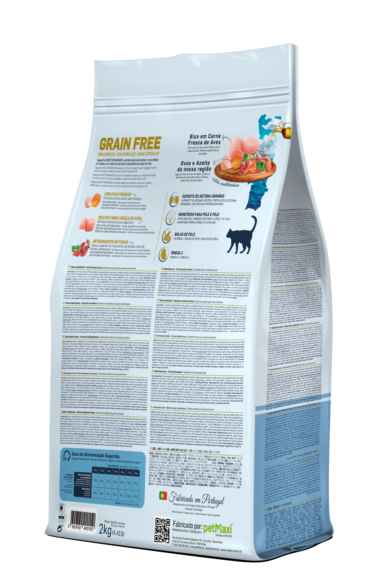 HappyOne Mediterraneum Gato Esterilizado - Ração seca para gatos esterilizados - Sabor a Frango