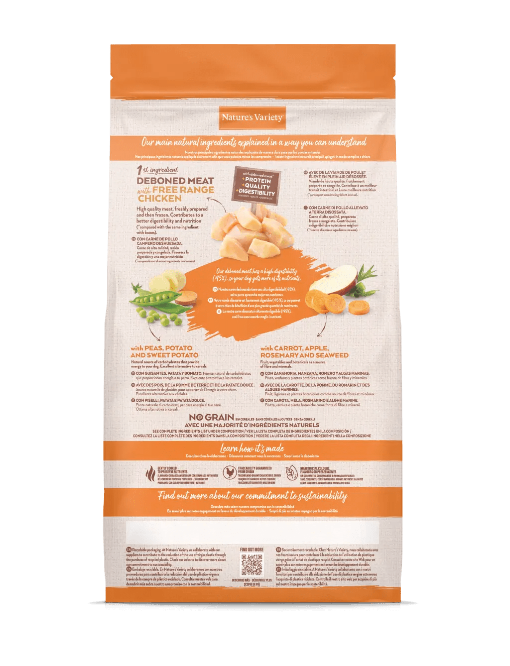 Nature's Variety Mini No Grain - Ração seca para cão adulto de porte pequeno - Sabor a Frango sem cereais