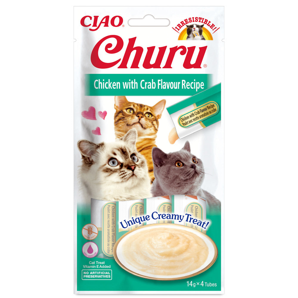 Churu Chicken & Crab Flavour Recipe - Snack líquido para gatos