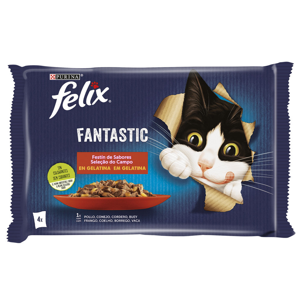 Felix Fantastic - Alimento em gelatina para gatos - Seleção de carnes