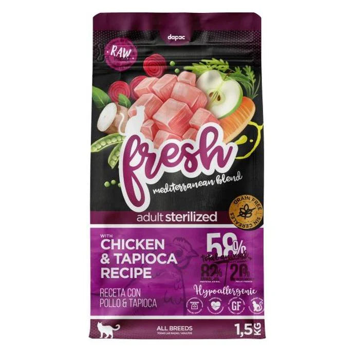 Fresh Mediterranean Blend Cat Adult Sterilized Grain Free - Ração seca para gatos adultos esterilizados - Frango e Tapioca