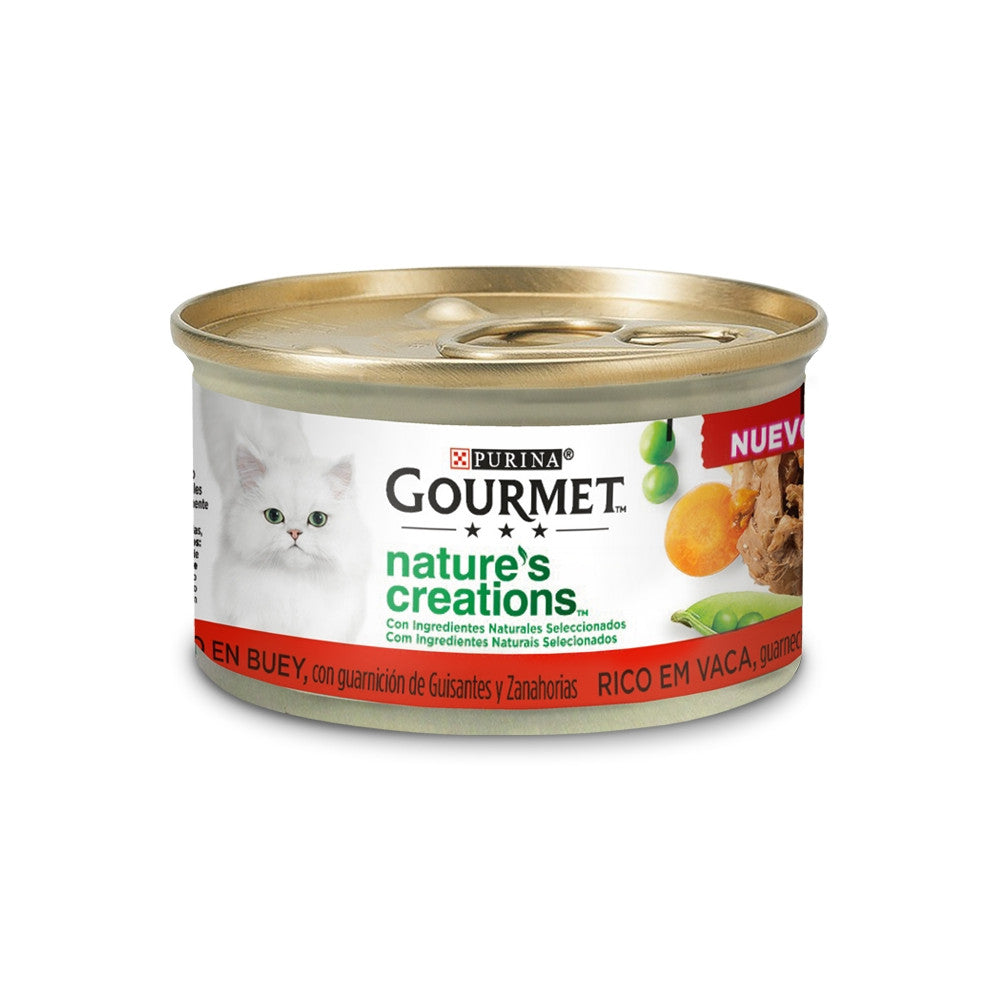 Gourmet Gold Nature's Creations - Alimento para gatos - Vaca, ervilhas e cenouras