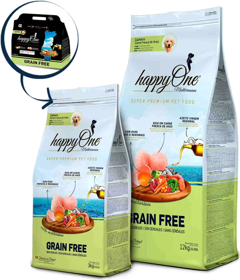 HappyOne Mediterraneum Cachorro - Ração seca para cachorro - Sabor a Aves