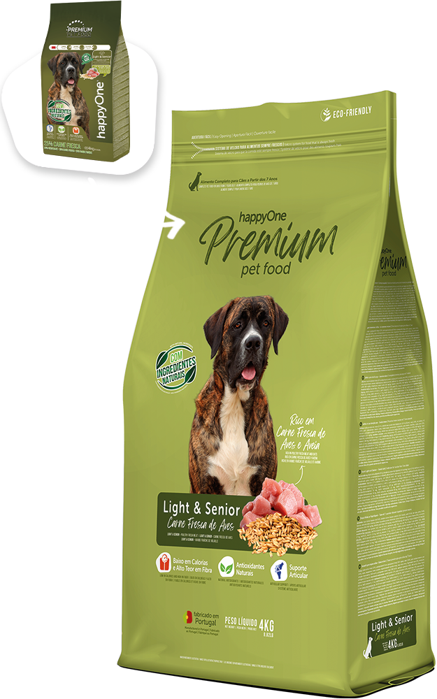 HappyOne Premium Light & Senior - Ração seca para cão sénior