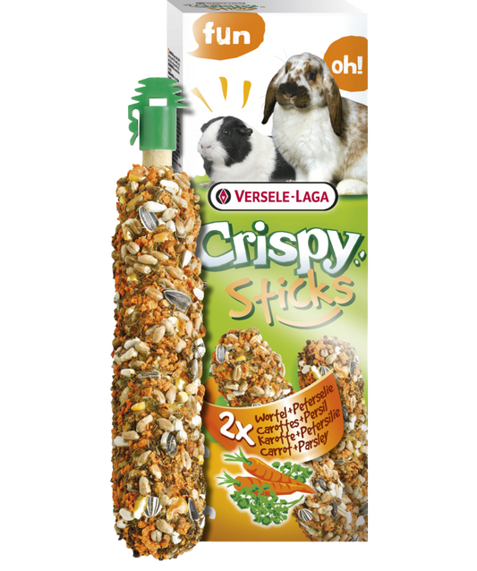 Versele Laga Crispy Sticks - Petisco para coelhos e porquinhos-da-india - Cenoura e Salsa