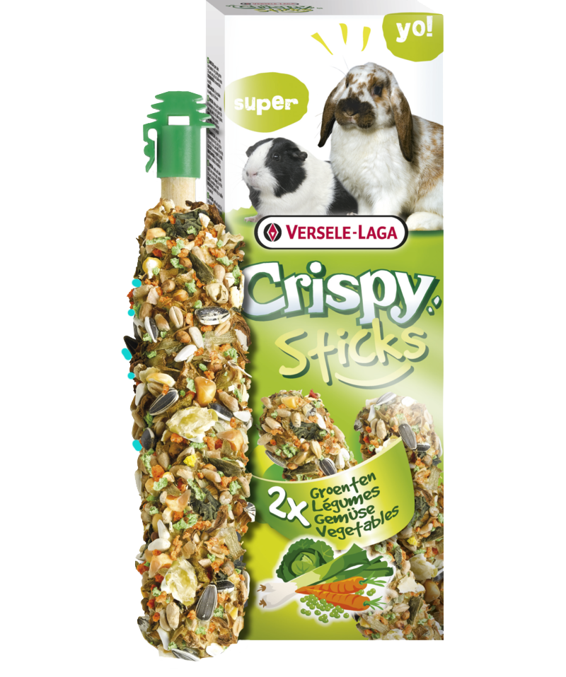 Versele Laga Crispy Sticks - Petisco para coelhos e porquinhos-da-índia - Vegetais