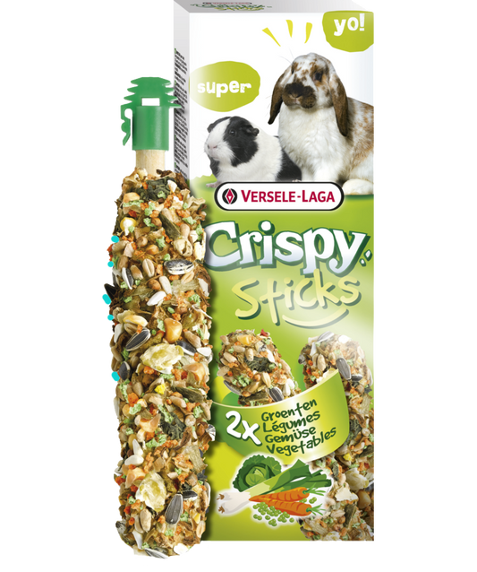 Versele Laga Crispy Sticks - Petisco para coelhos e porquinhos-da-índia - Vegetais