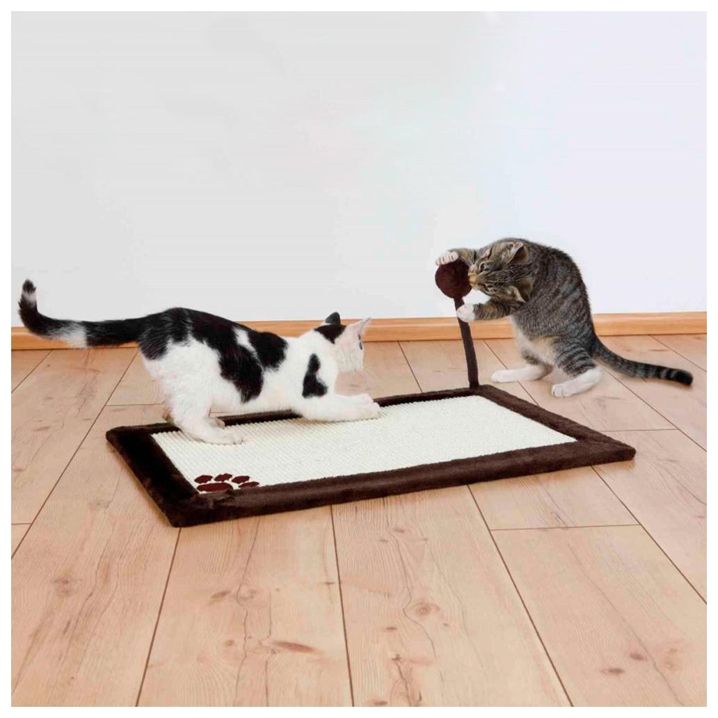 Tapete de arranhar com brinquedo para gatos