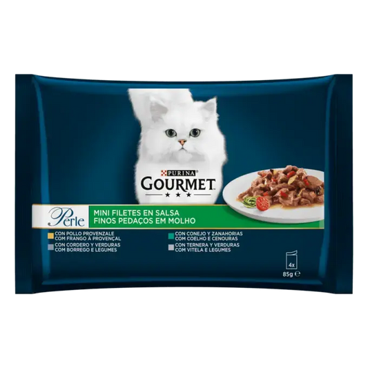 Gourmet Perle Finos Pedaços em Molho - Alimento húmido para gatos - Legumes