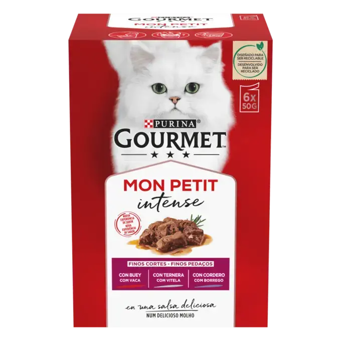 Gourmet Mon Petit - Finos pedaços em molho para gatos - Vaca, Vitela e Borrego