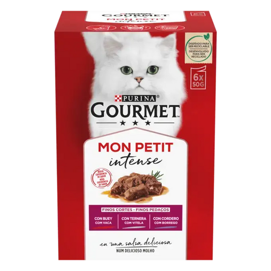 Gourmet Mon Petit - Finos pedaços em molho para gatos - Vaca, Vitela e Borrego