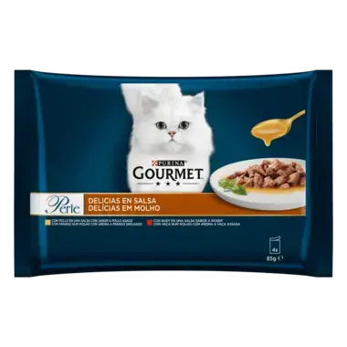 Gourmet Perle Delicias em Molho - Alimento húmido para gatos - Frango e Vaca