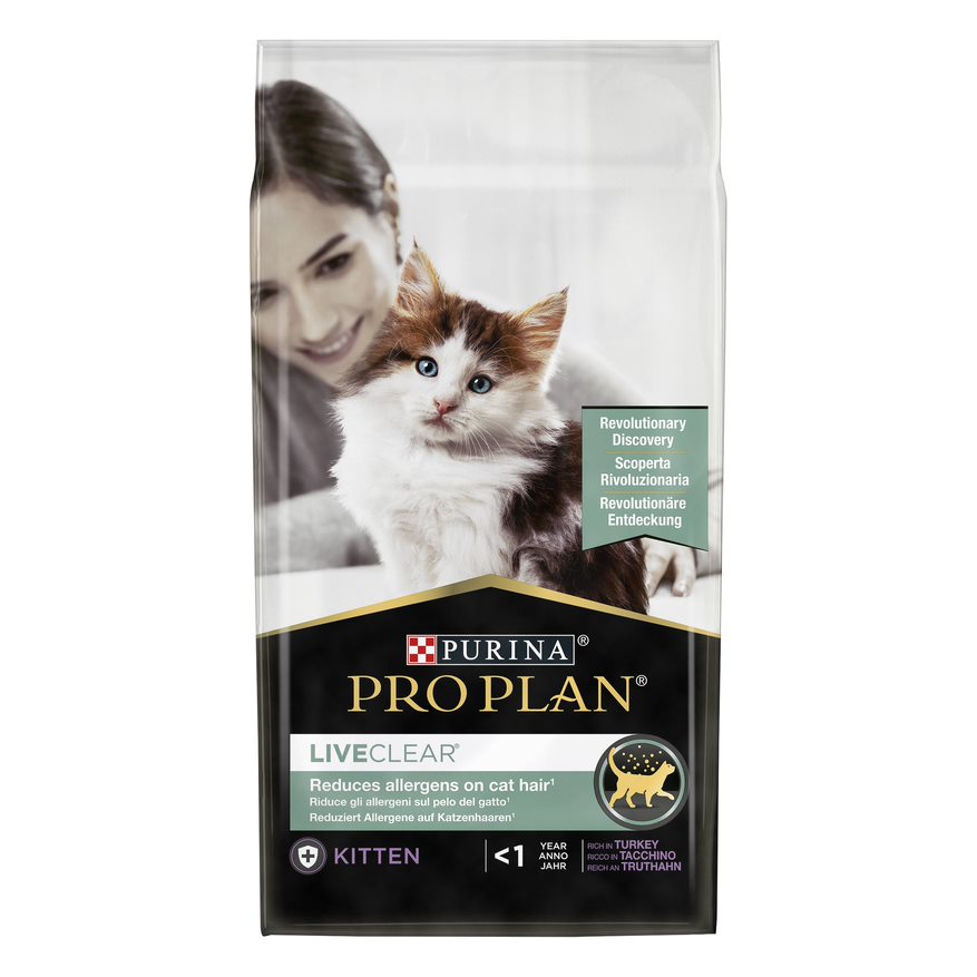 Pro Plan LiveClear Kitten - Ração seca para gatinhos para redução de alergénicos - Sabor a peru