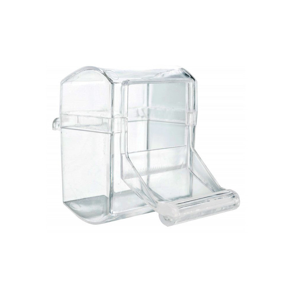 Comedouro com poleiro em plástico para aves