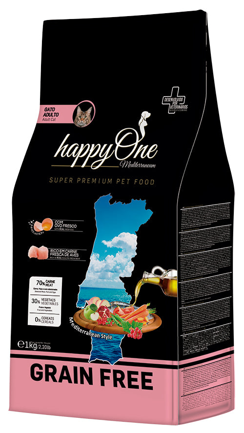 HappyOne Mediterraneum Gato Adulto - Ração seca para gato adulto sem cereais