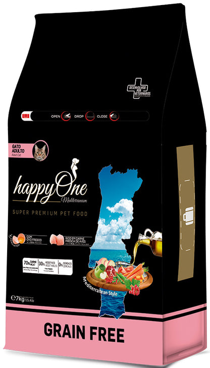 HappyOne Mediterraneum Gato Adulto - Ração seca para gato adulto sem cereais