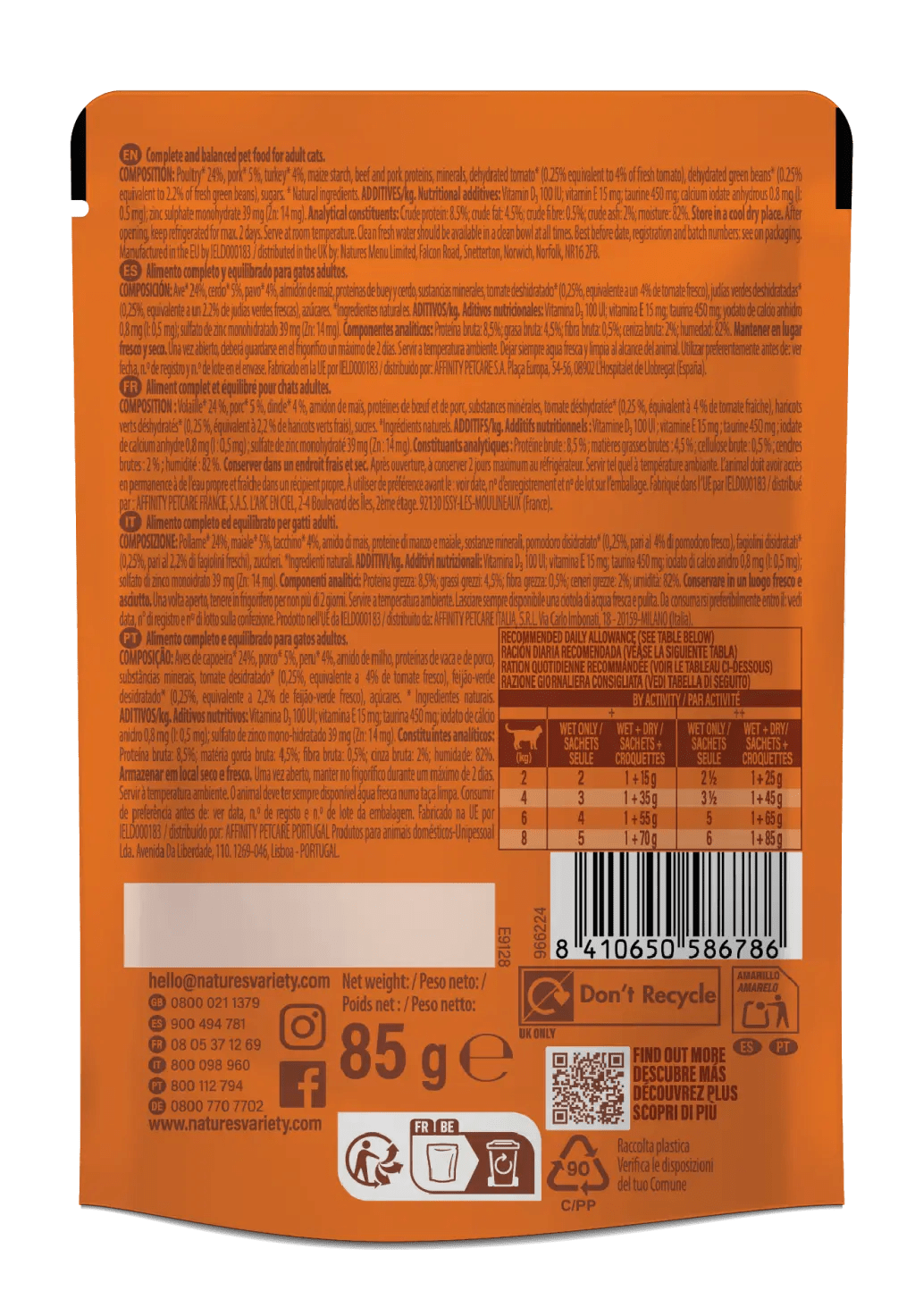 Nature's Variety Bites in Gravy - Alimento húmido em molho para gatos adultos - Sabor a Peru