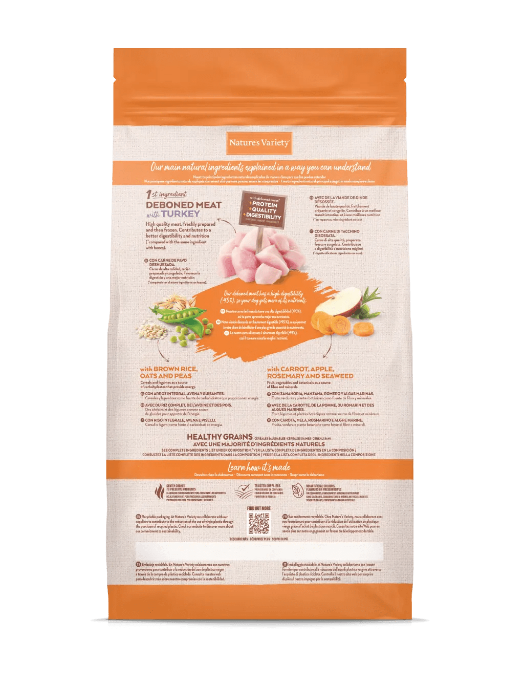 Nature's Variety Healthy Grains Medio/Maxi Adult - Ração seca para cão adulto de porte médio/maxi - Sabor a Peru