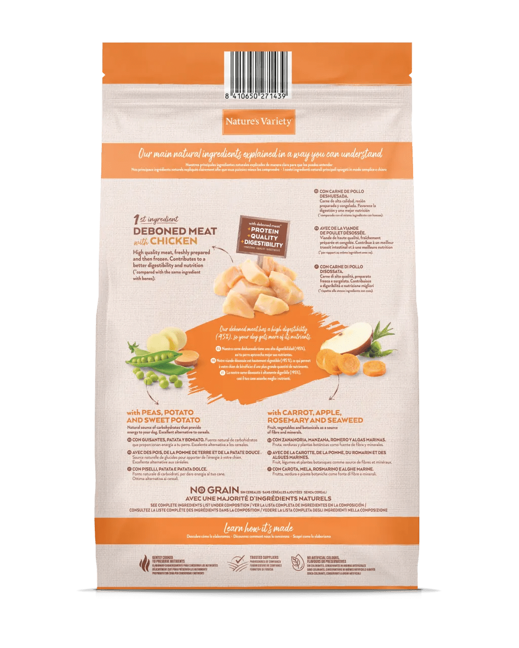 Nature's Variety Medium/Maxi Adult No Grain - Ração seca para cão adulto de porte médio/maxi - Sabor a Frango sem cereais