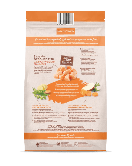 Nature's Variety Medium/Maxi Adult No Grain - Ração seca para cão adulto de porte médio/maxi - Sabor a Salmão sem cereais