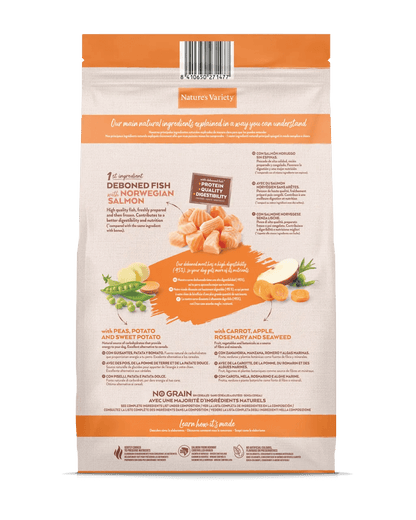 Nature's Variety Medium/Maxi No Grain - Ração seca para cão adulto de porte médio/maxi - Sabor a salmão sem cereais