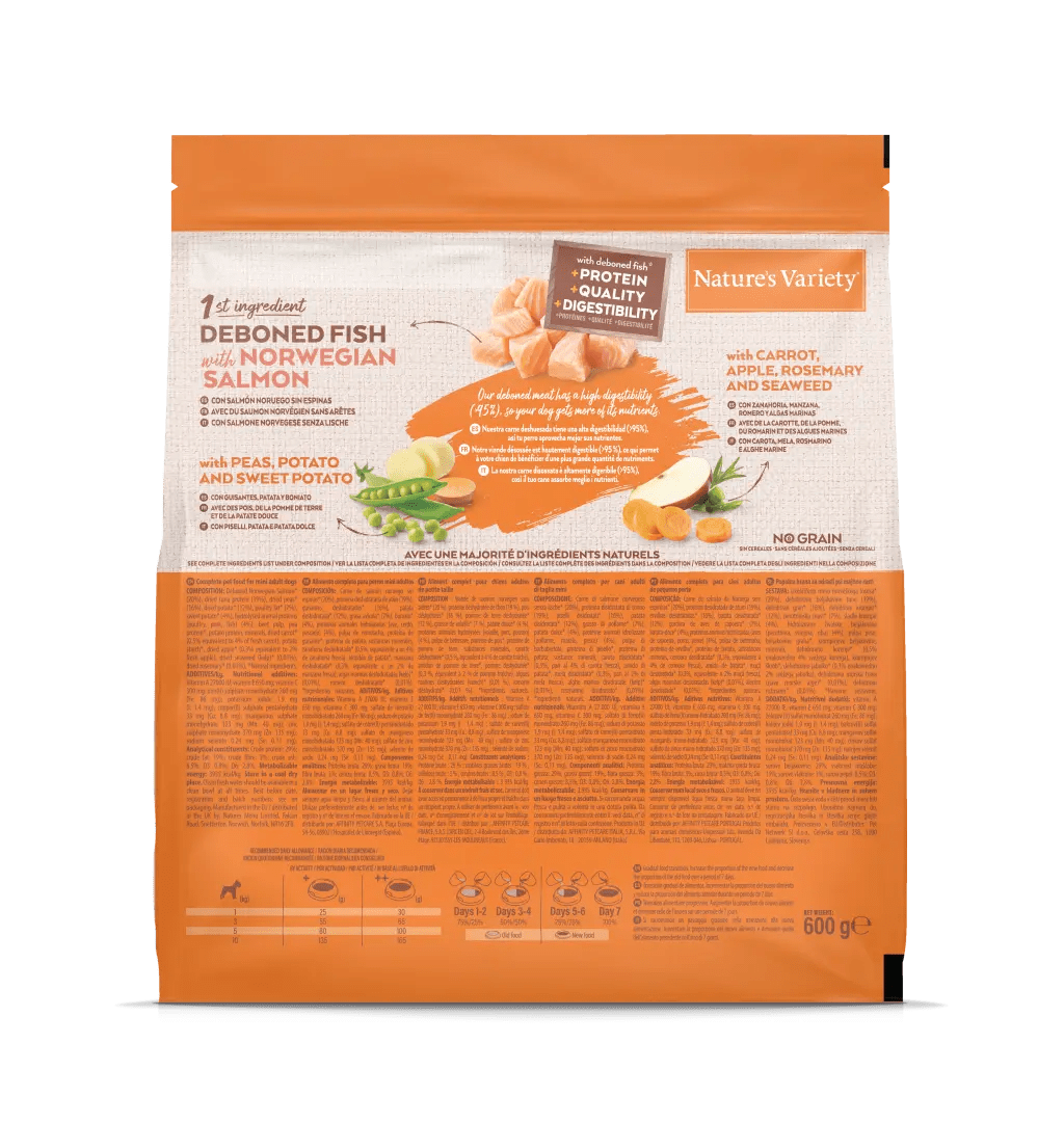 Nature's Variety No Grain Mini - Ração seca para cão adulto de porte pequeno - Sabor a salmão sem cereais