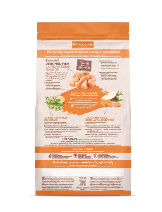 Nature's Variety Sterilized No Grain - Ração seca para gato esterilizado - Sabor a salmão sem cereais