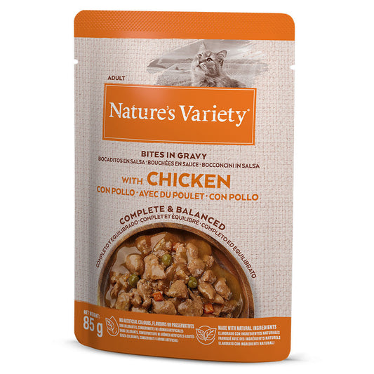Nature's Variety Bites in Gravy - Patê para gatos adultos - Sabor a frango