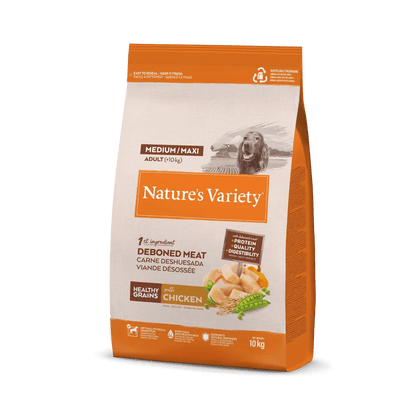 Nature's Variety Healthy Grains Medium/Maxi - Ração seca para cão adulto de porte médio/maxi - Sabor a Frango