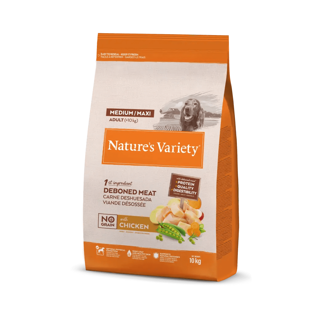 Nature's Variety Medium/Maxi Adult No Grain - Ração seca para cão adulto de porte médio/maxi - Sabor a Frango sem cereais