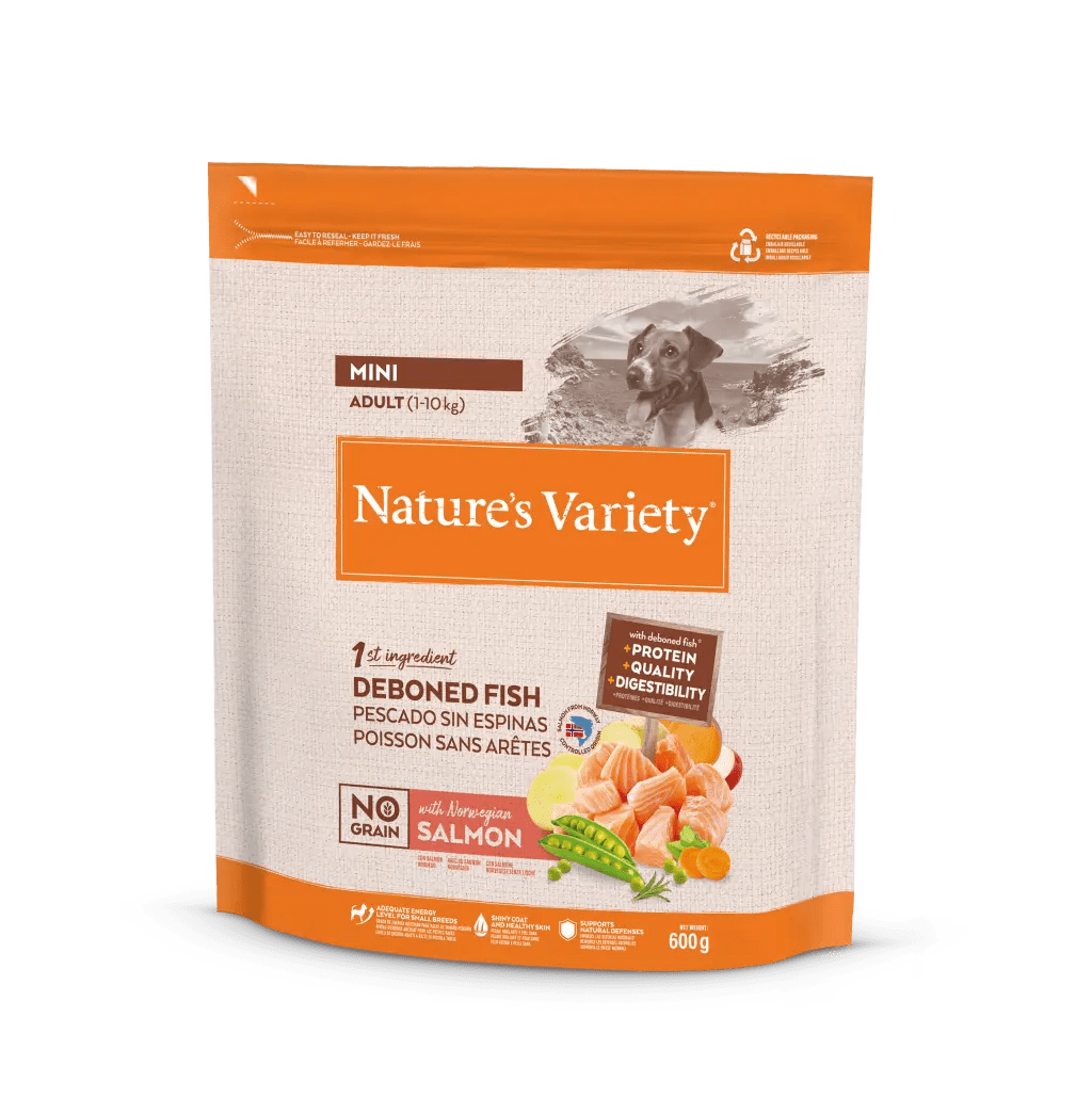 Nature's Variety No Grain Mini - Ração seca para cão adulto de porte pequeno - Sabor a salmão sem cereais