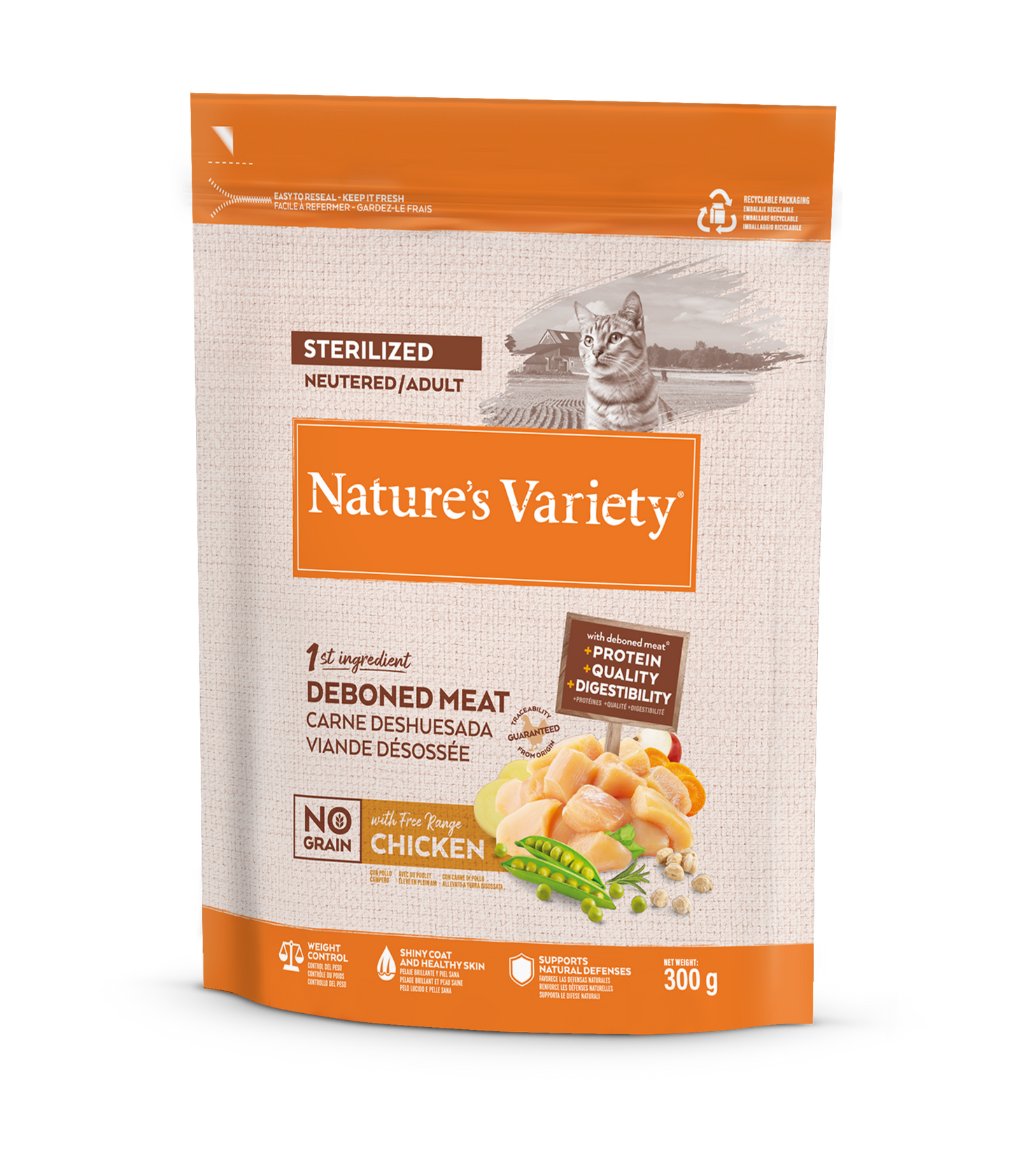 Nature's Variety Adult Sterilized No Grain - Ração seca para gato adulto esterilizado - Sabor a Frango sem cereais