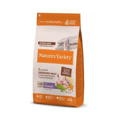 Nature's Variety Sterilized No Grain - Ração seca para gato esterilizado - Sabor a Peru sem cereais