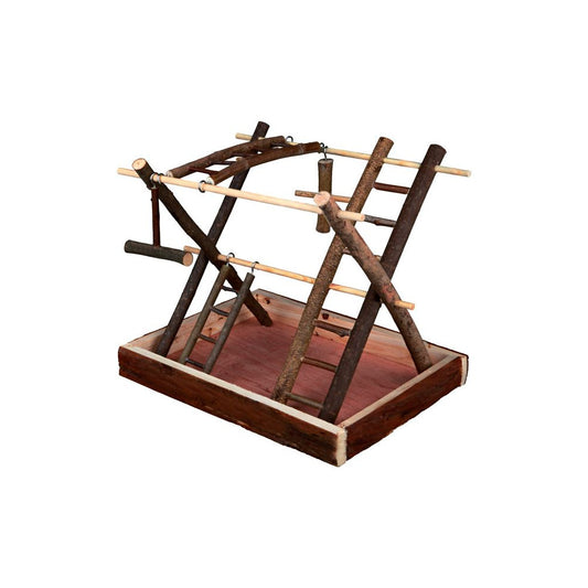 Parque de diversões para aves em madeira natural