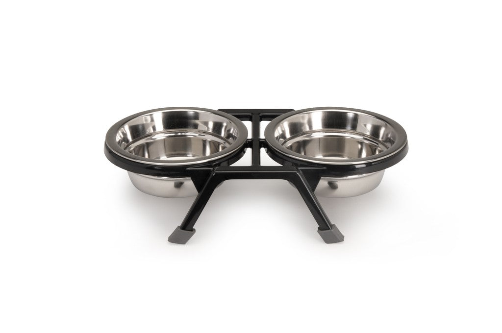 Comedouro duplo em inox para cães e gatos