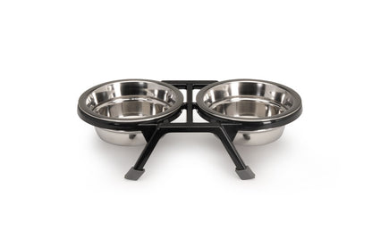 Comedouro duplo em inox para cães e gatos