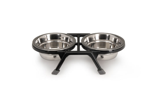 Comedouro duplo em inox para cães e gatos