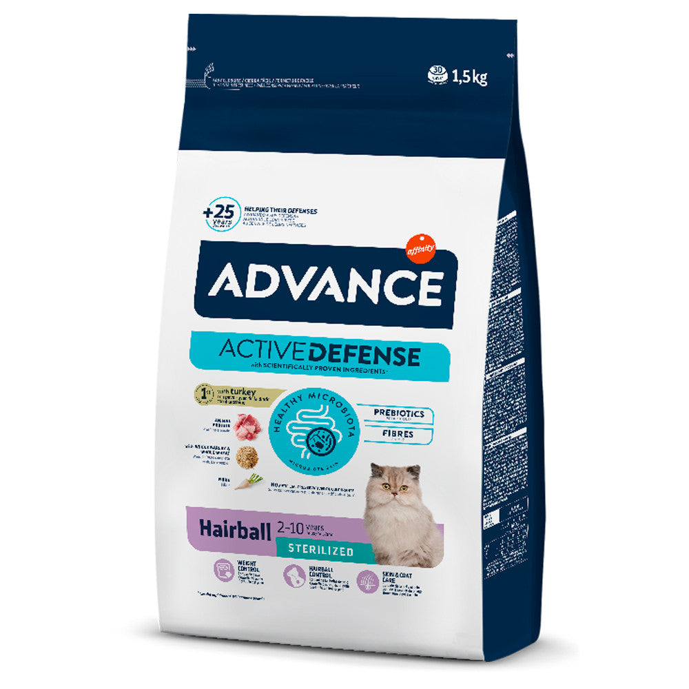 Advance Sterilized Hairball - Ração seca para gatos esterilizado para controlo das bolas de pelo
