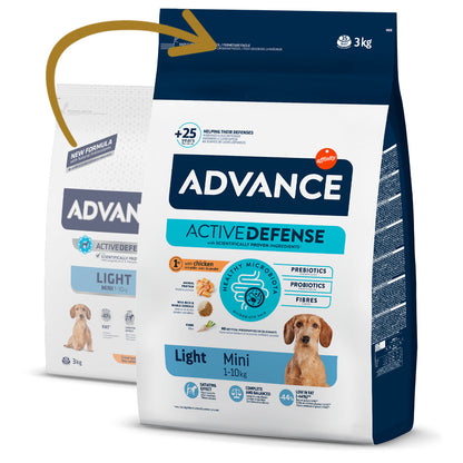 Advance Mini Light - Ração seca para cão de porte pequeno para controlo do peso