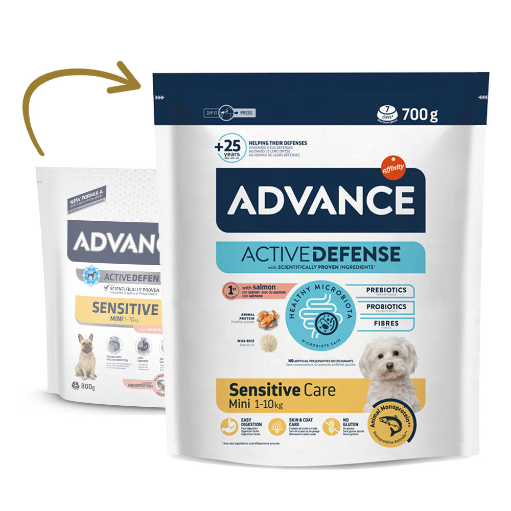 Advance Mini Sensitive - Ração seca para cão adulto de porte pequeno - Sabor a Salmão