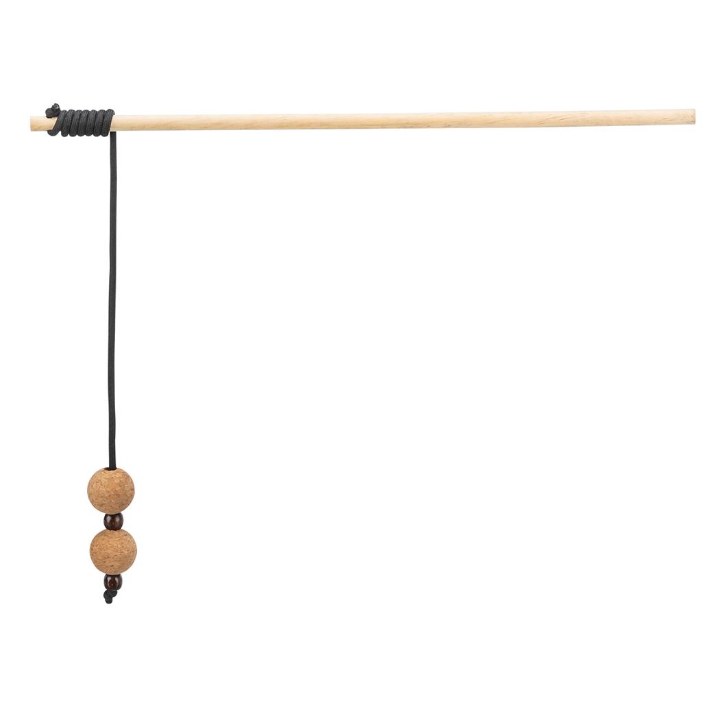 Cana com bolas em cortiça e madeira para gatos