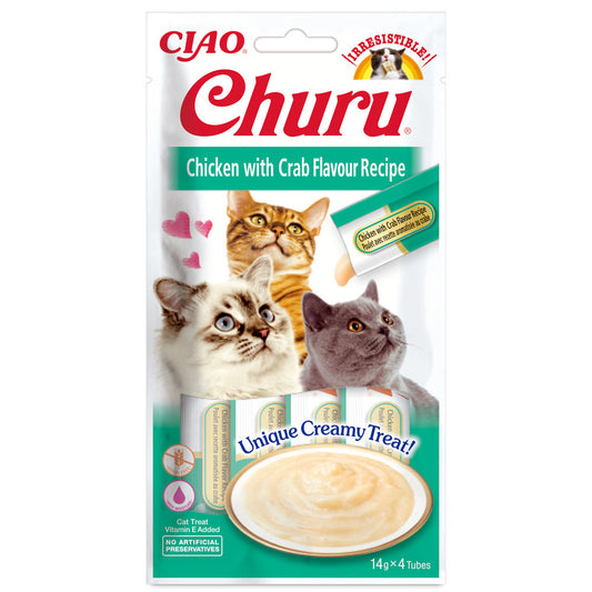 Churu Chicken & Crab Flavour Recipe - Snack líquido para gatos