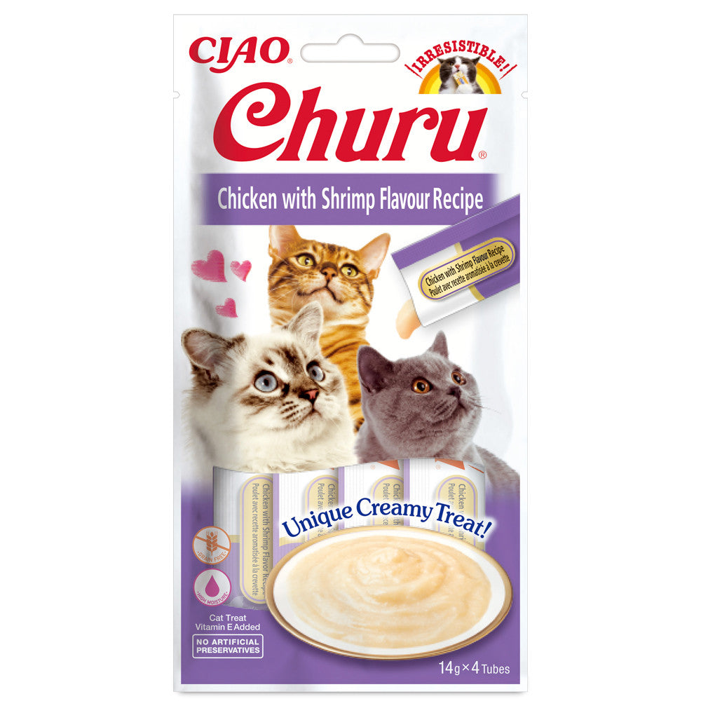 Churu Chicken & Shrimp Flavour - Snack líquido para gatos