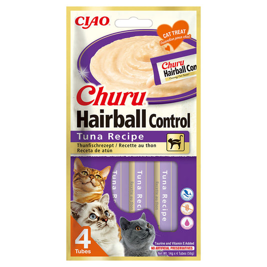 Churu Hairball Control Tuna Recipe - Snack líquido para gatos