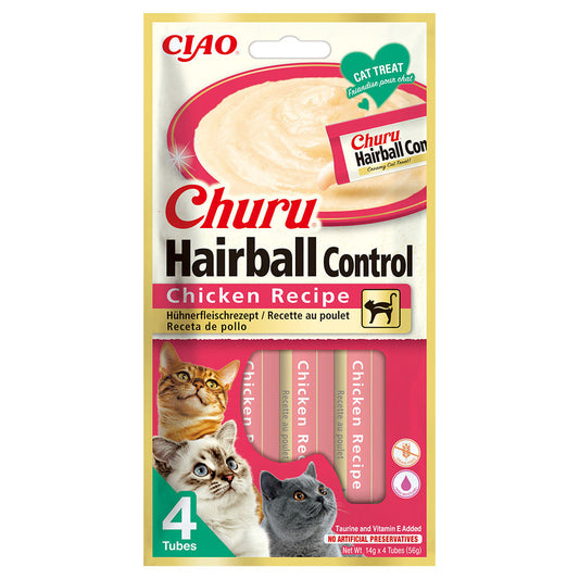 Churu Hairball Chicken Recipe - Snack líquido para gatos