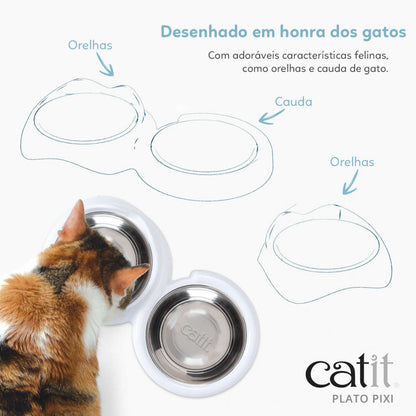 Comedouro PIXI em inox para gatos - Catit