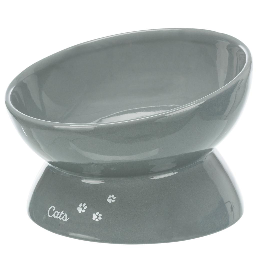 Comedouro XXL elevado para gatos - Cinzento