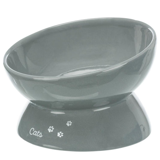 Comedouro XXL elevado para gatos - Cinzento